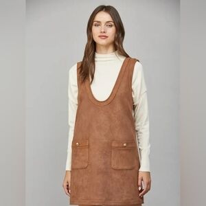 Patch Pocket Suede Dress Fate Brown Mini Dress